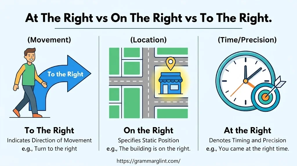 At The Right vs On The Right vs To The Right