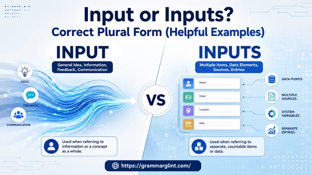 Input vs Inputs comparison showing singular feedback flow versus multiple structured data entries in a modern educational design.